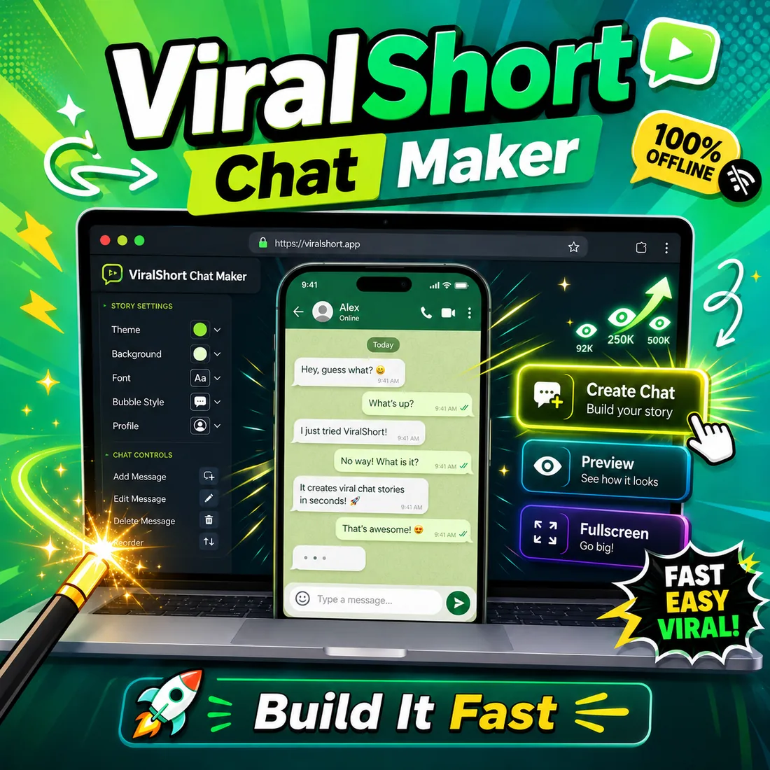 Build a chat story quickly inside ViralShort Chat Maker